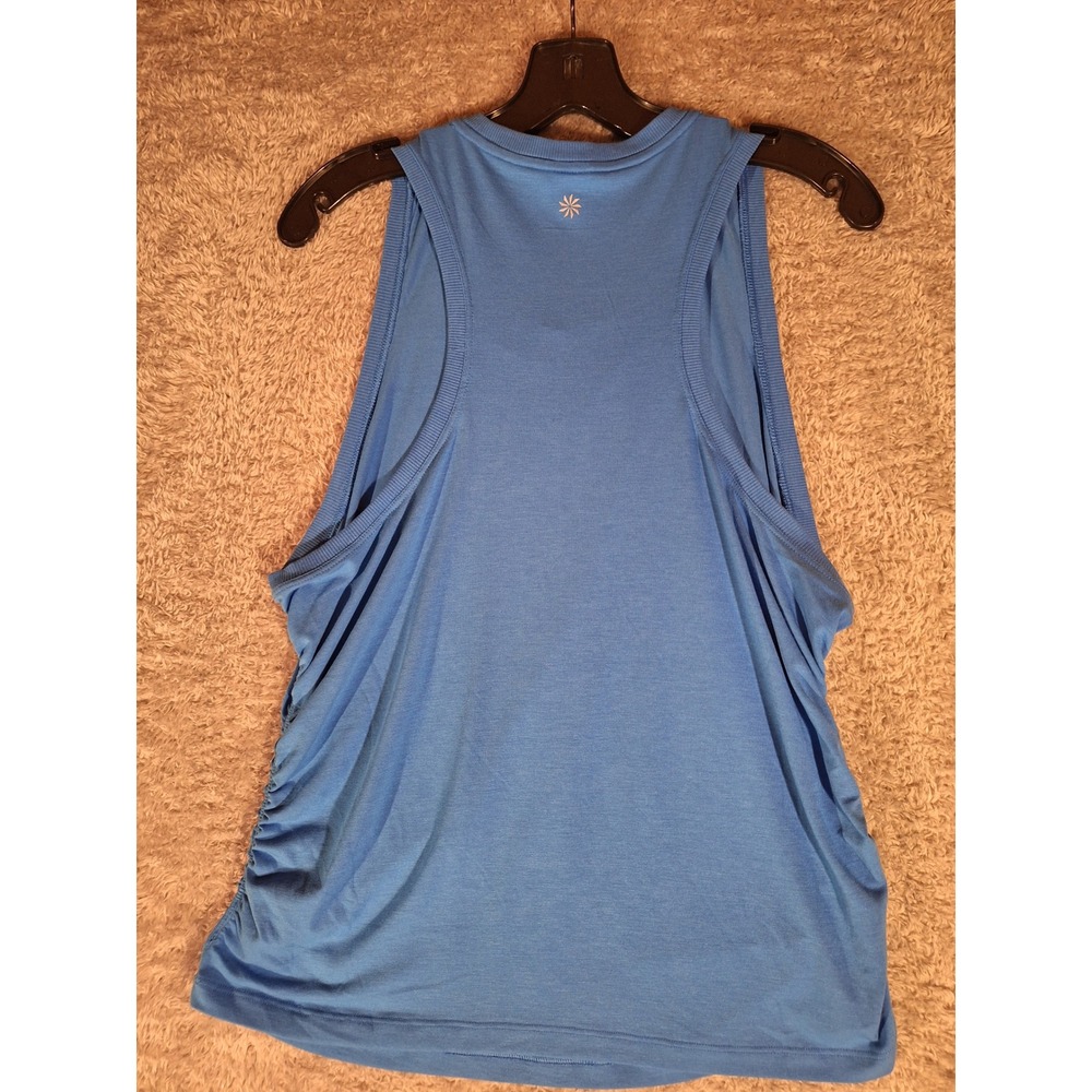 Athleta Blue Racerback Tank Top Ruched Sides Athletic Workout Activewear XL - Picture 4 of 10